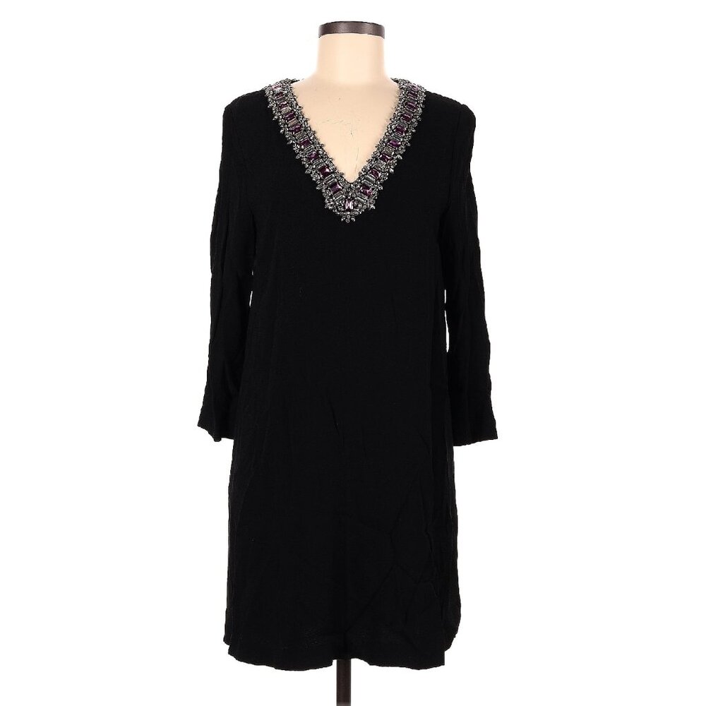 Alice + Olivia Prim Embellished Shift Black Dress Size 2 - Picture 5 of 7